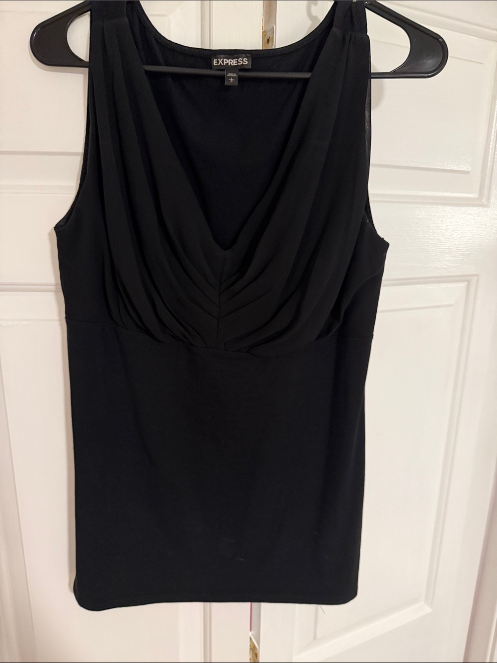 Express Black Draped V-Neck Sleeveless Mini Dress